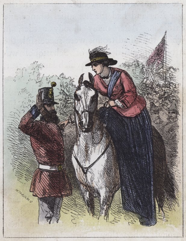 Dronning Victoria distribuerer Victoria Cross (farvet gravering) af English School
