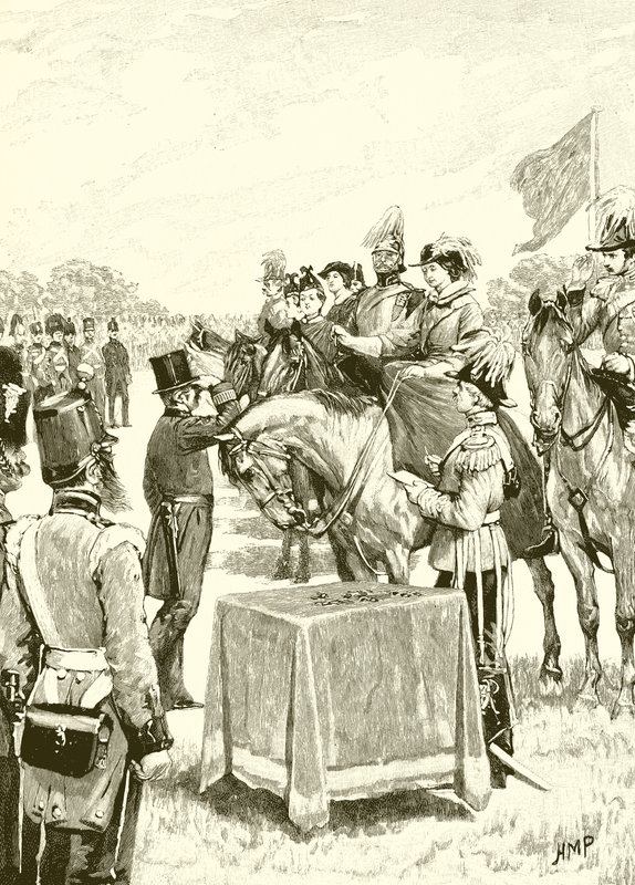 Dronning Victoria præsiderer ved den første uddeling af Victoria-korset af English School