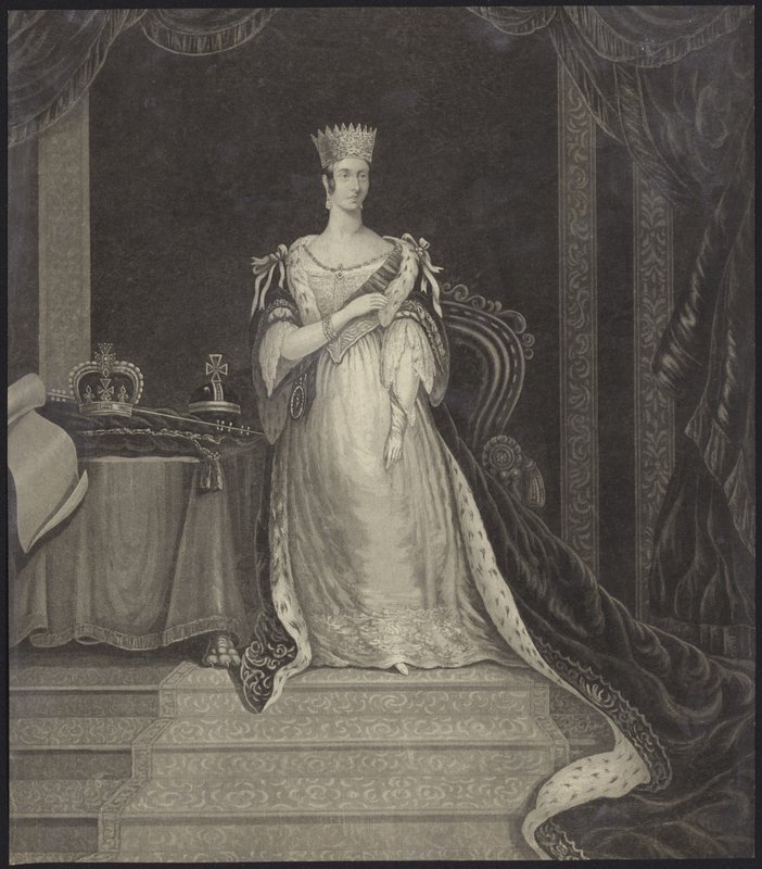 Dronning Victoria sad ved siden af kronjuvelerne af English School