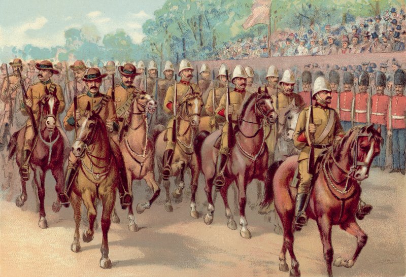 Dronning Victorias diamantjubilæum 1897, Cape og canadiske rifler passerer Constitution Hill (chromolitho) af English School