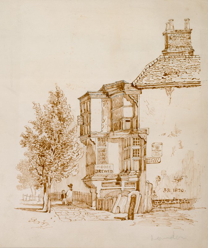 Queens Head, Islington (blæk på papir) af English School