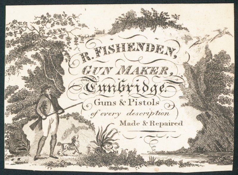 R Fishenden, våbenmager, handelskort af English School