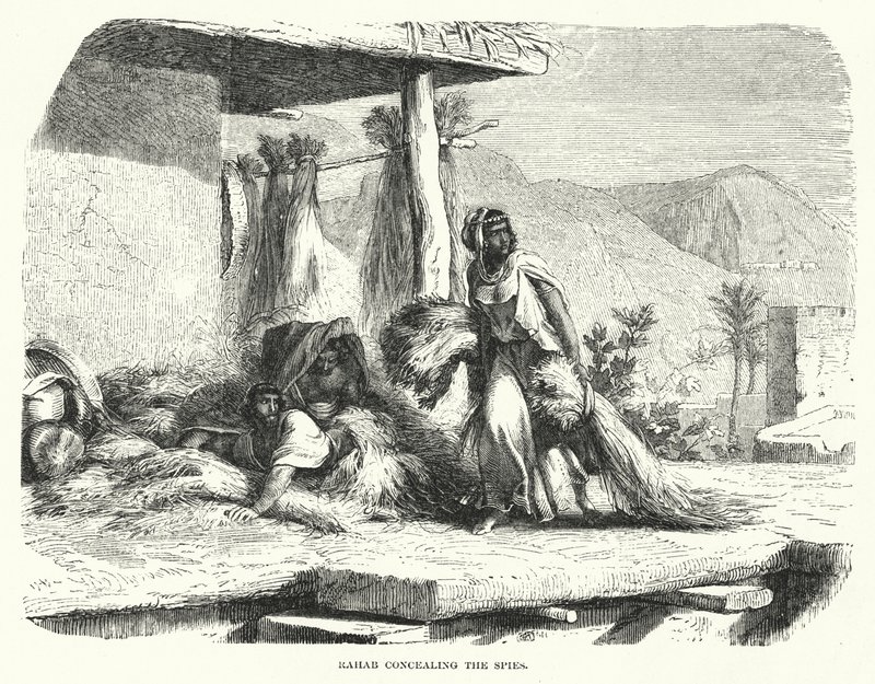 Rahab skjuler spionerne (gravering) af English School