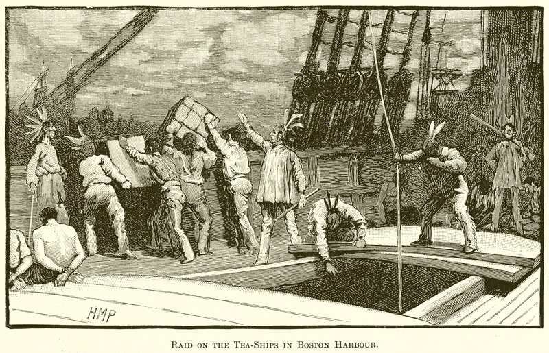 Raid på Tea-skibene i Boston Harbor af English School