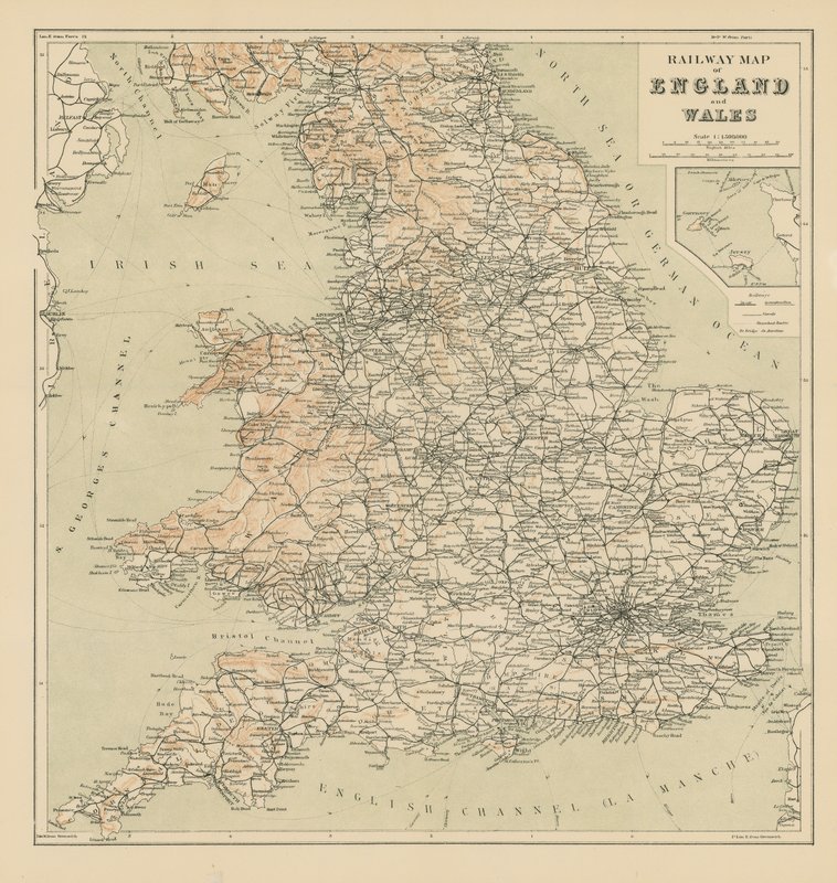 Railway Map of England and Wales  af English School