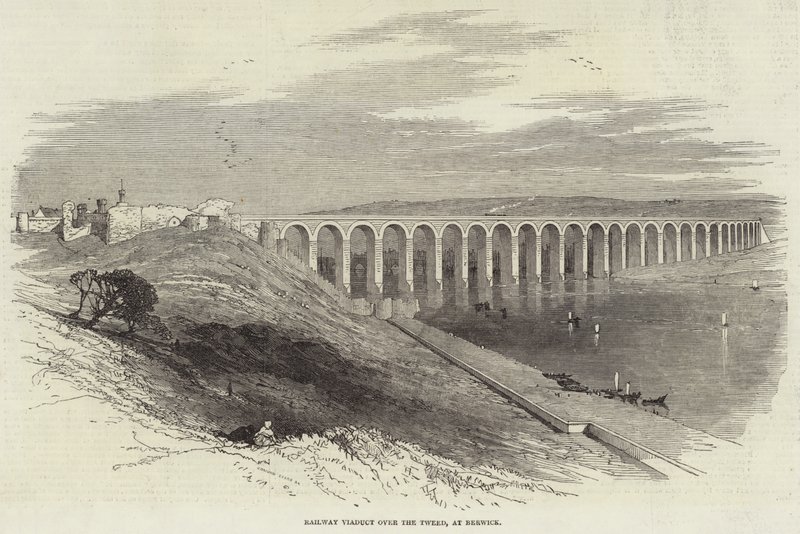 Jernbaneviadukt over Tweed, ved Berwick (gravering) af English School