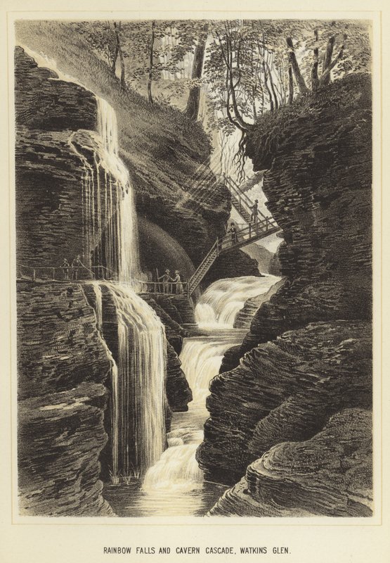 Rainbow Falls og Cavern Cascade, Watkins Glen af English School