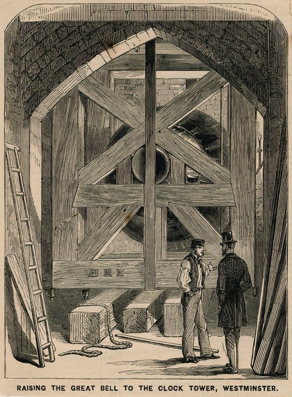 Hæver den store klokke (Big Ben) til klokketårnet, Westminster af English School