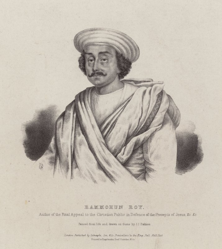 Ram Mohan Roy, indisk filosof, reformator og grundlægger af Brahmo Sabha-bevægelsen (litho) af English School