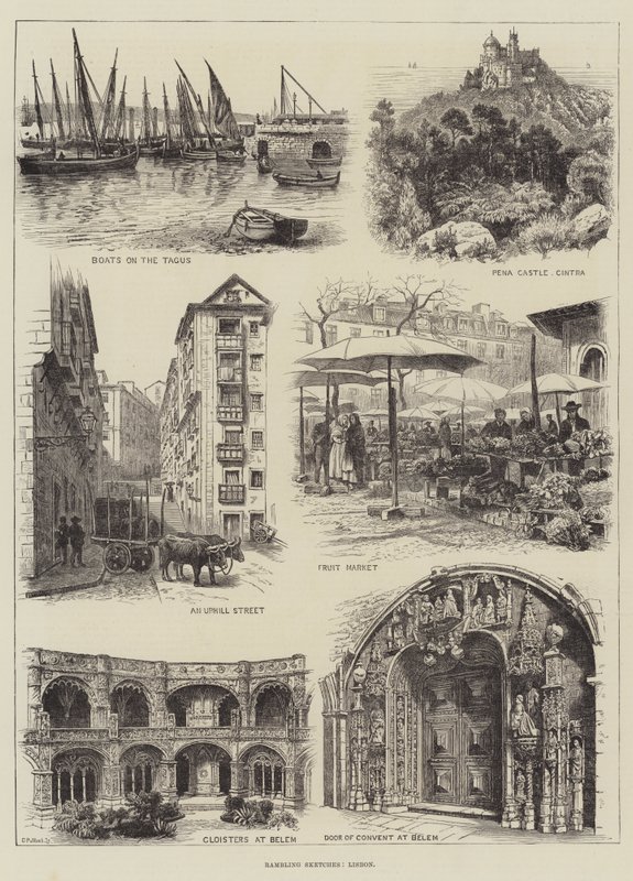 Vandrende skitser, Lissabon (gravering) af English School