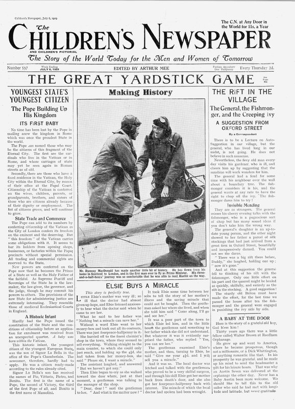 Ramsay MacDonald, den første mand, der fløj som premierminister, forside af 