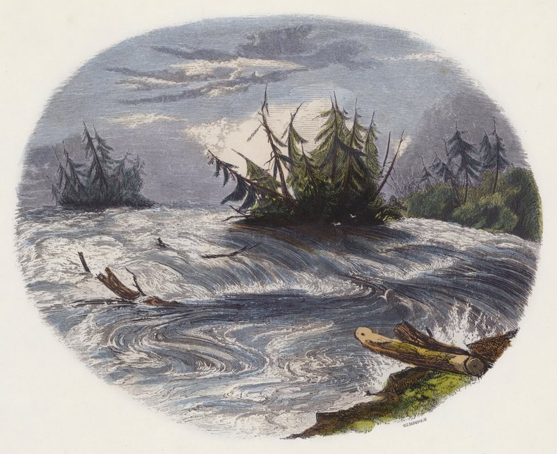 Rapids (farvet gravering) af English School