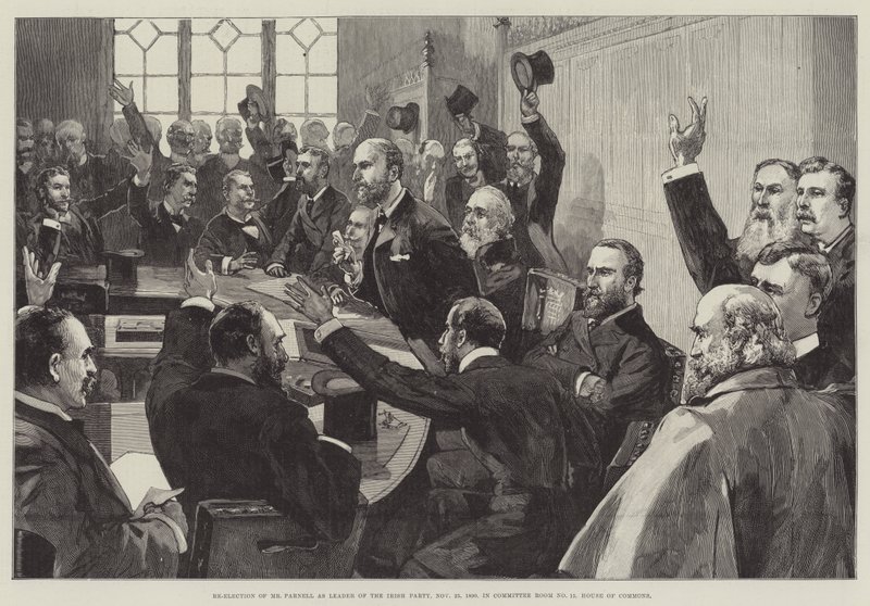 Genvalg af hr. Parnell som leder af det irske parti, 25. november 1890, i udvalgslokale nr. 15, House of Commons af English School