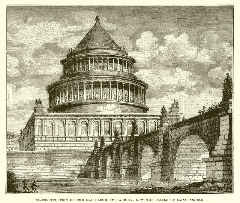 Genopbygning af Hadrians mausoleum, nu Saint Angelos slot af English School