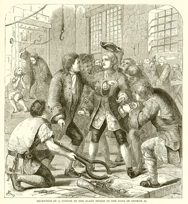 Modtagelse af en skyldner i flådefængslet på George II