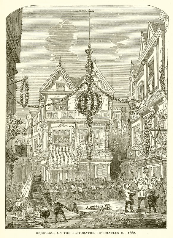Glæde over restaureringen af Charles II, 1660 af English School