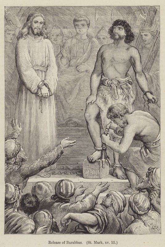 Løsladelse af Barabbas, Sankt Markus XV af English School