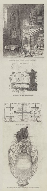 Rester af St Pancras Church i Somers Town (gravering) af English School