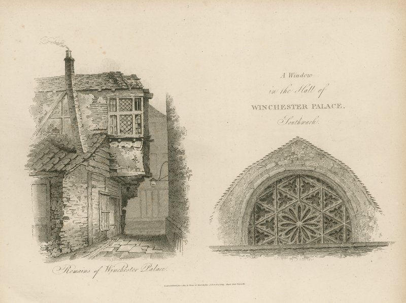Rester af Winchester Palace af English School