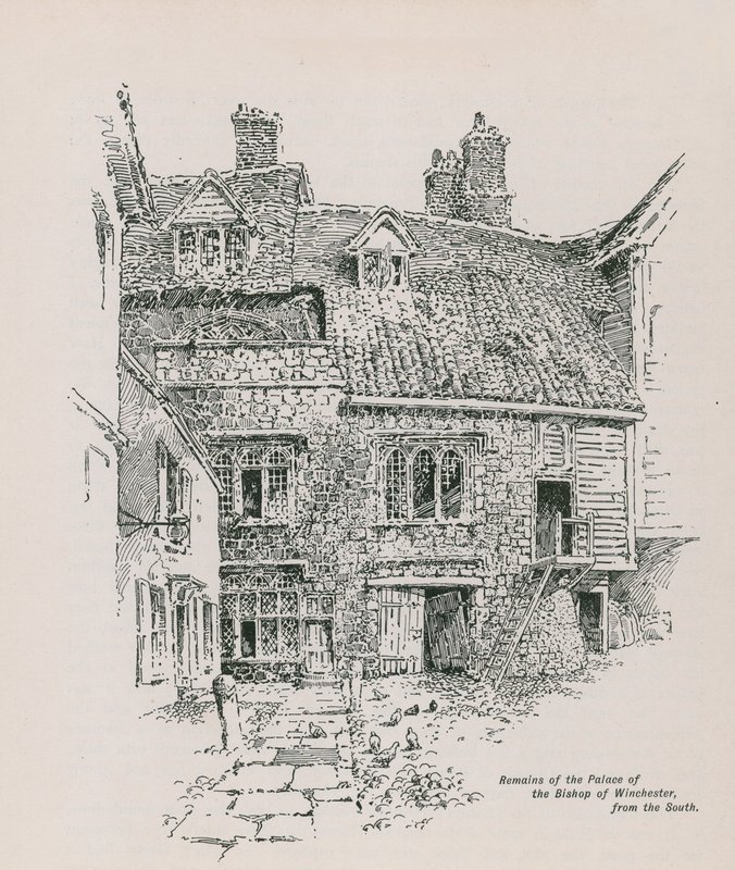 Rester af Palace of the Bishop of Winchester af English School