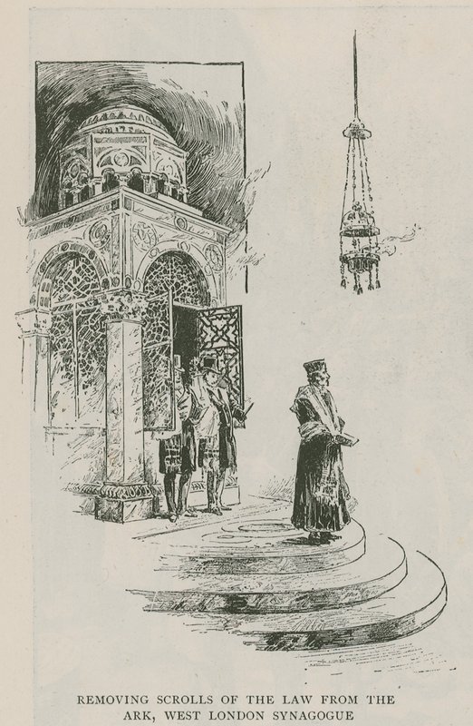 Fjernelse af lovens ruller fra arken, West London Synagogue af English School