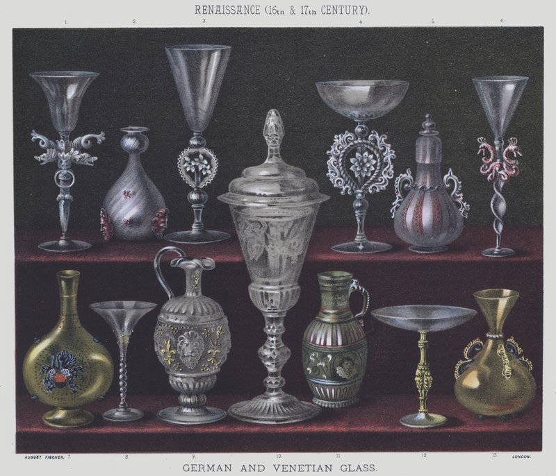 Renæssance, 16. og 17. århundrede, tysk og venetiansk glas af English School