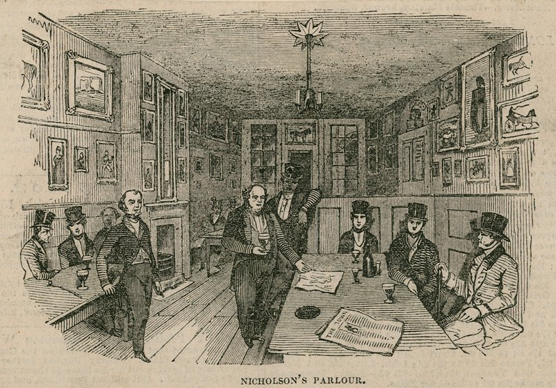Renton Nicholsons Parlour, Garricks Head Hotel, Bow Street, London af English School