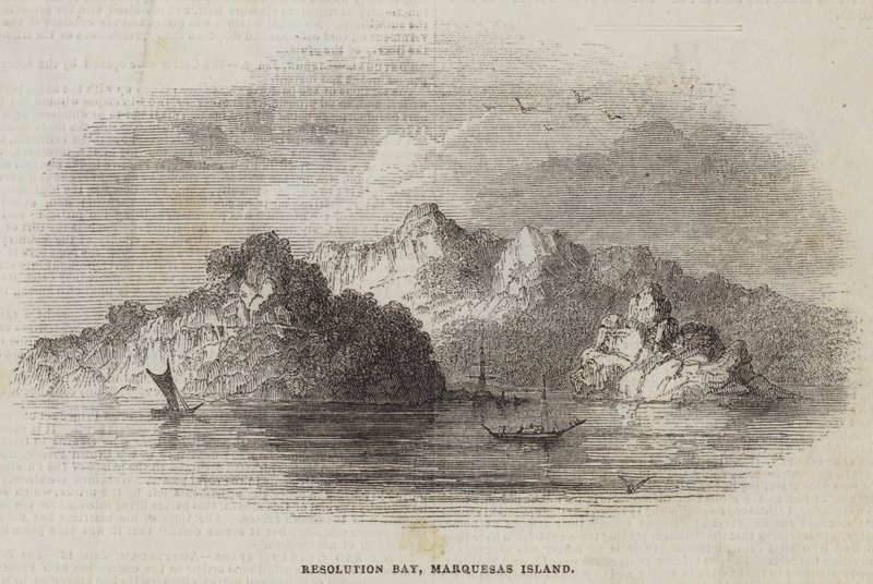 Resolution Bay, Marquesas Island (gravering) af English School