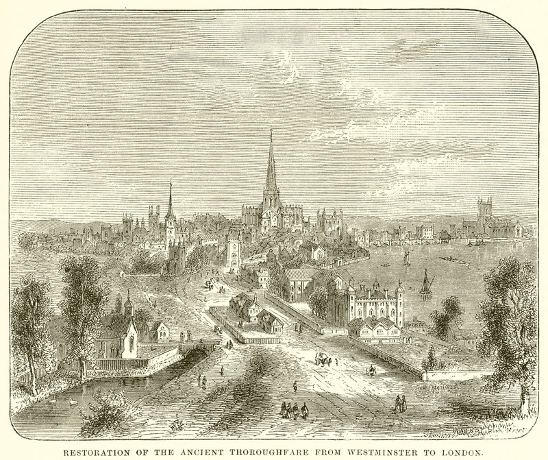 Restaurering af den gamle hovedvej fra Westminster til London af English School