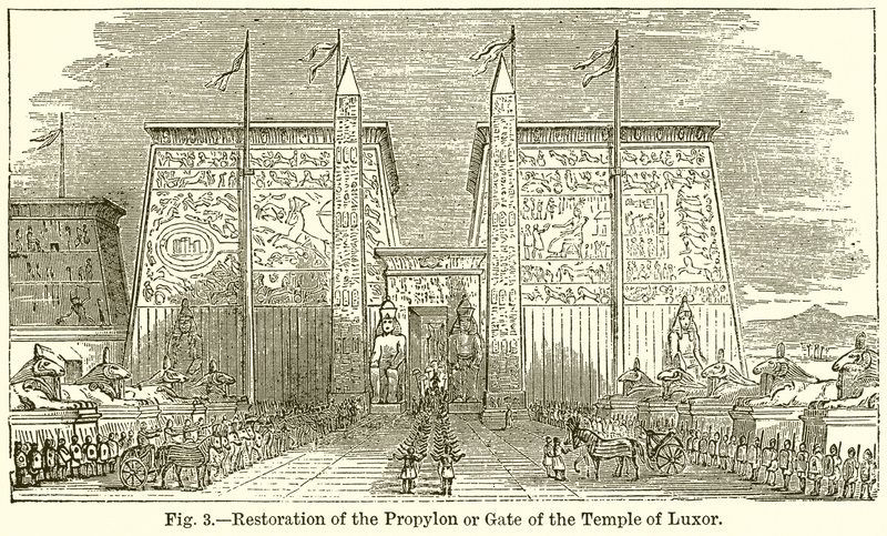 Restaurering af Propylon eller Porten til Luxor-templet af English School