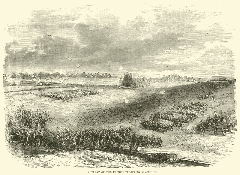 De franske troppers tilbagetog til Vincennes, december 1870 af English School