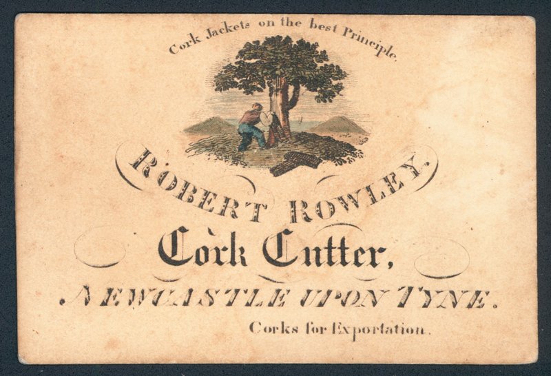 Robert Rowley, korkskærer, handelskort af English School