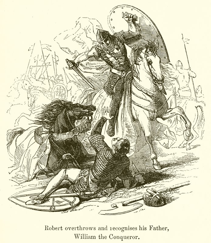 Robert vælter og anerkender sin far, Vilhelm Erobreren af English School