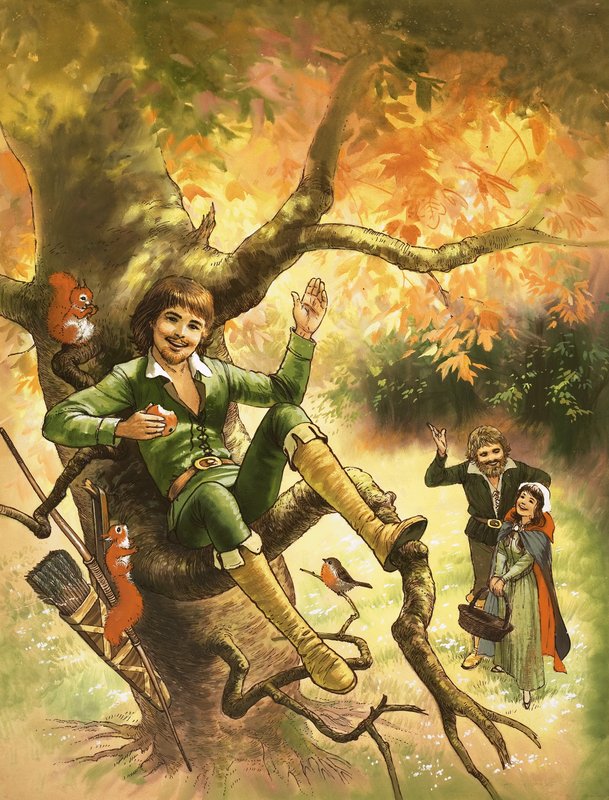 Robin Hood hviler i et træ af English School