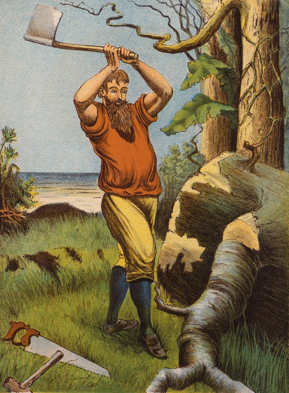 Robinson Crusoe (farvelitografi) af English School