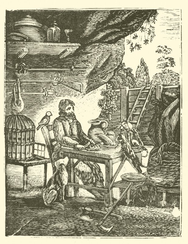 Robinson Crusoe (træsnit) af English School
