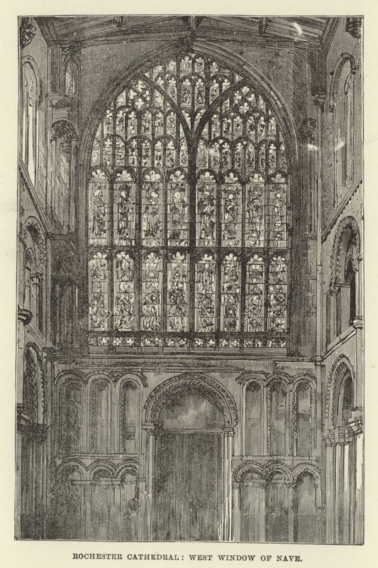Rochester Cathedral, vestvindue i kirkeskibet af English School