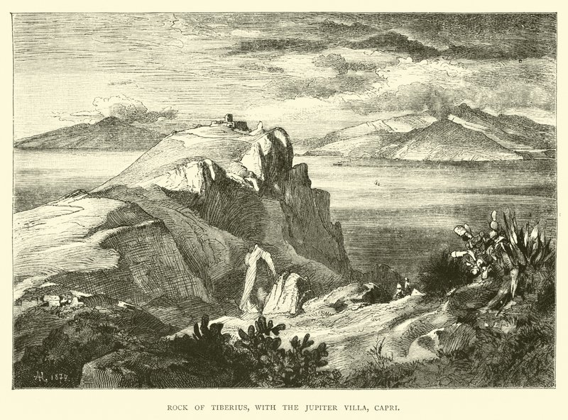 Tiberiusklippen med Jupiter-villaen, Capri af English School