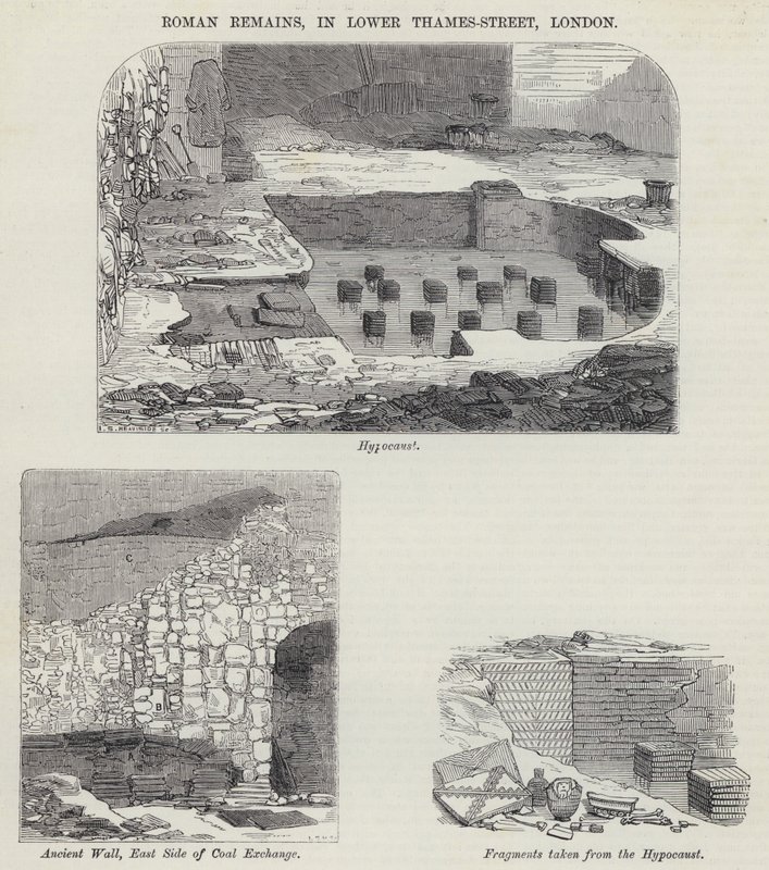 Roman Remains, i Lower Thames-Street, London (gravering) af English School