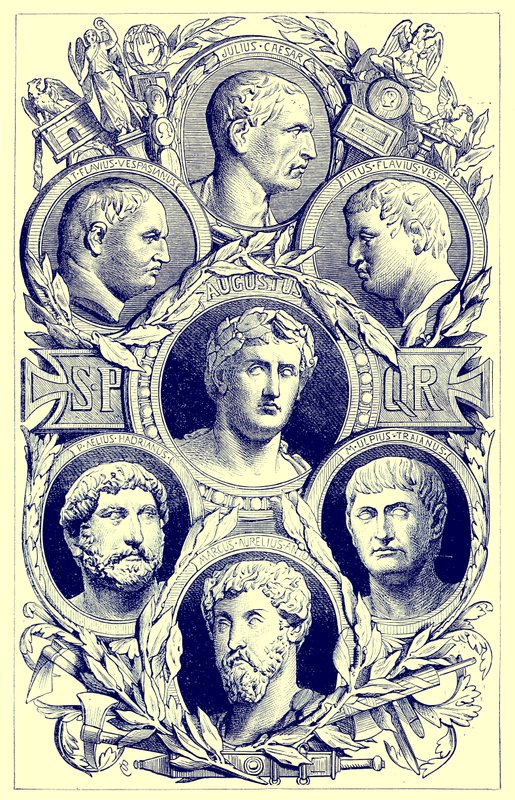 Romerske kejsere, illustration fra The Illustrated History of the World, udgivet ca. 1880 (digitalt forbedret billede) af English School