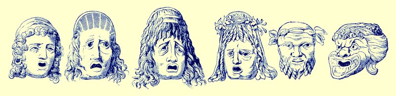Romerske teatralske masker, illustration fra Cassells Illustrated Universal History af Edward Ollier, udgivet 1890 (digitalt forbedret billede) af English School