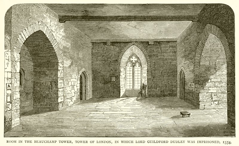 Værelse i Beauchamp Tower, Tower of London, hvor Lord Guildford Dudley blev fængslet, 1554 af English School