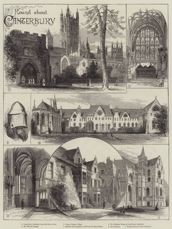 Rundt om Canterbury (gravering) af English School