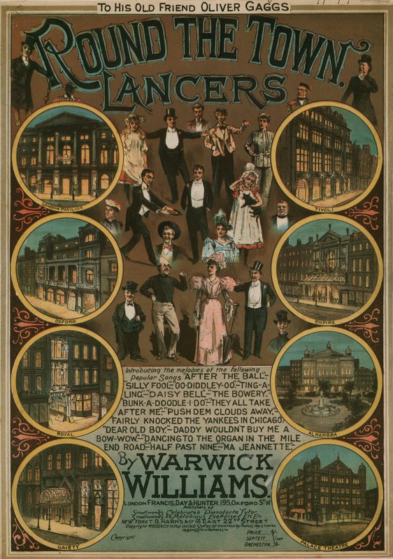 Round the Town Lancers af Warwick Williams; musikalsk partitur af English School