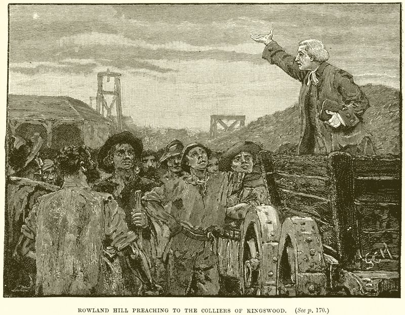 Rowland Hill prædiker for Colliers of Kingswood af English School
