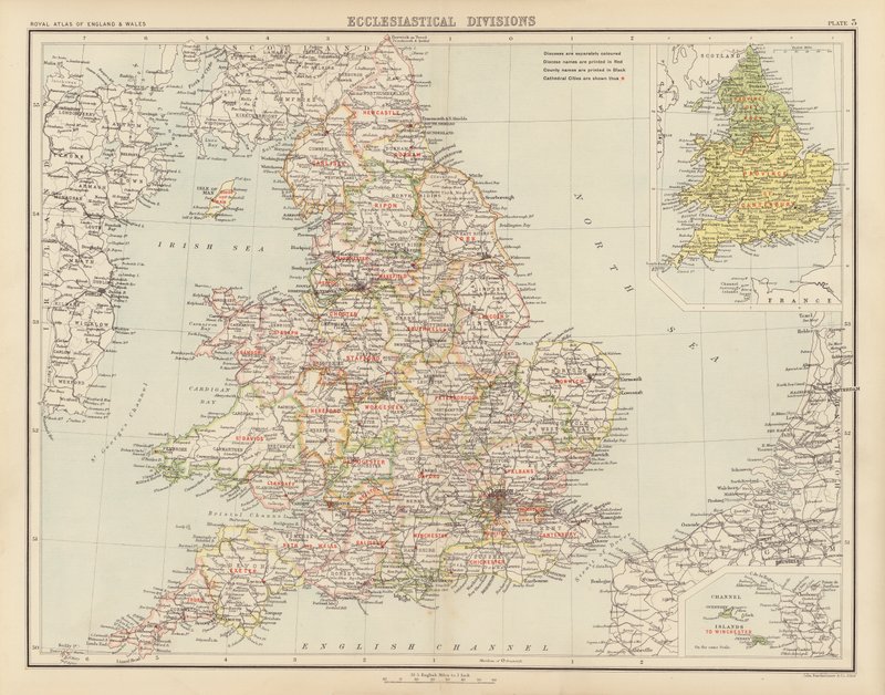 Royal Atlas, c 1900: Ecclesiastical Divisions (farve litho) af English School