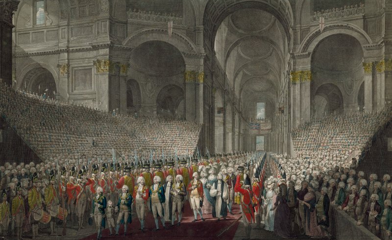 Royal Procession i St Pauls Cathedral på St Georges Day, 1789 af English School