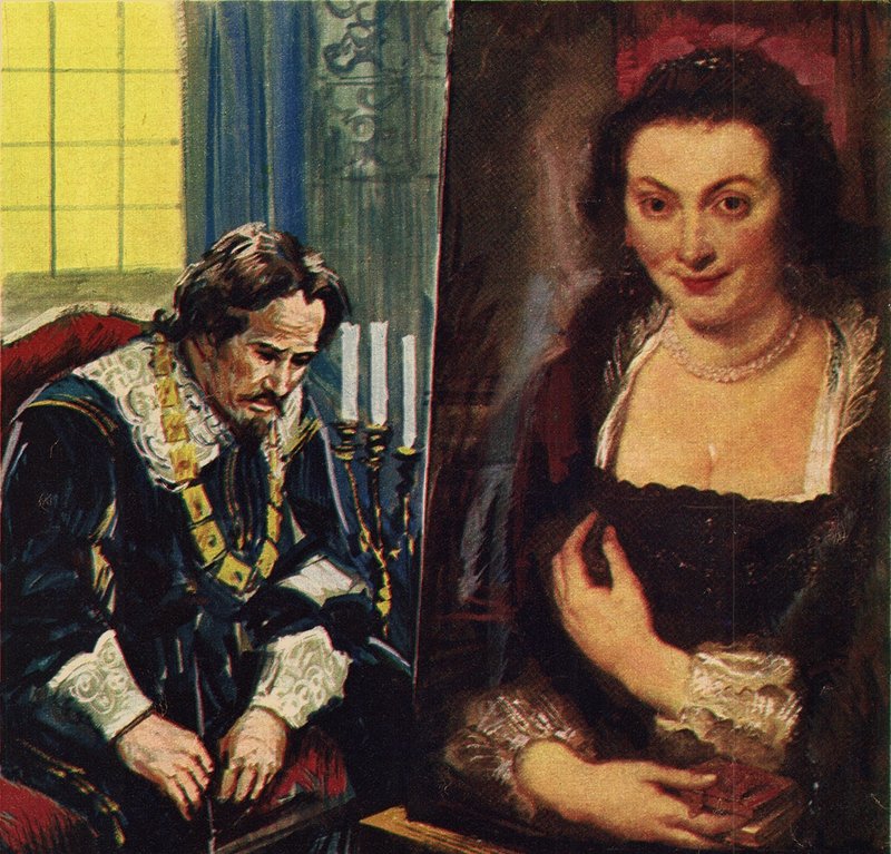 Rubens med et portræt af sin døde kone, Isabella af English School
