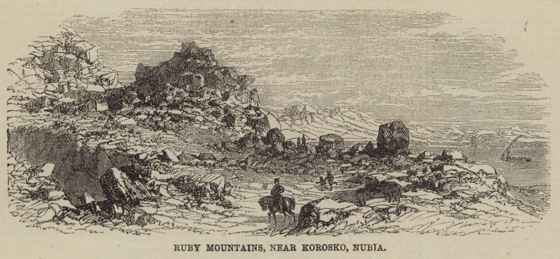 Ruby Mountains, nær Korosko, Nubia (gravering) af English School