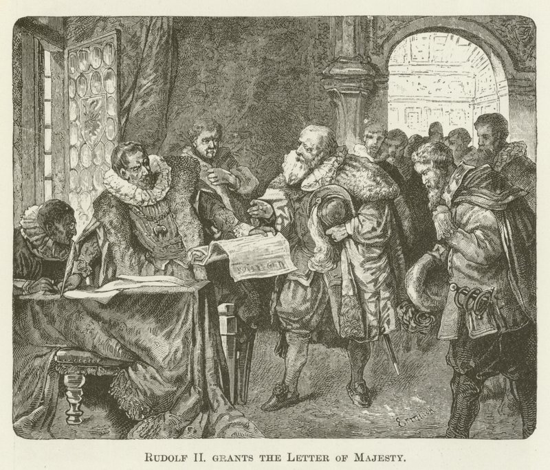 Rudolf II bevilger Majestætsbrevet af English School